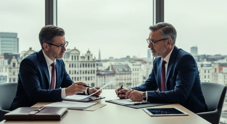 Illustration de l'optimisation des flux de dividendes pour une holding en Belgique sous le régime RDT, avec symboles fiscaux.